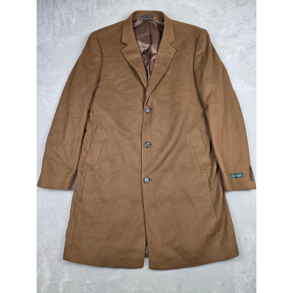 Lauren Ralph Lauren Overcoat Mens 48XL Brown Cashmere Wool Italian Fabric Trench